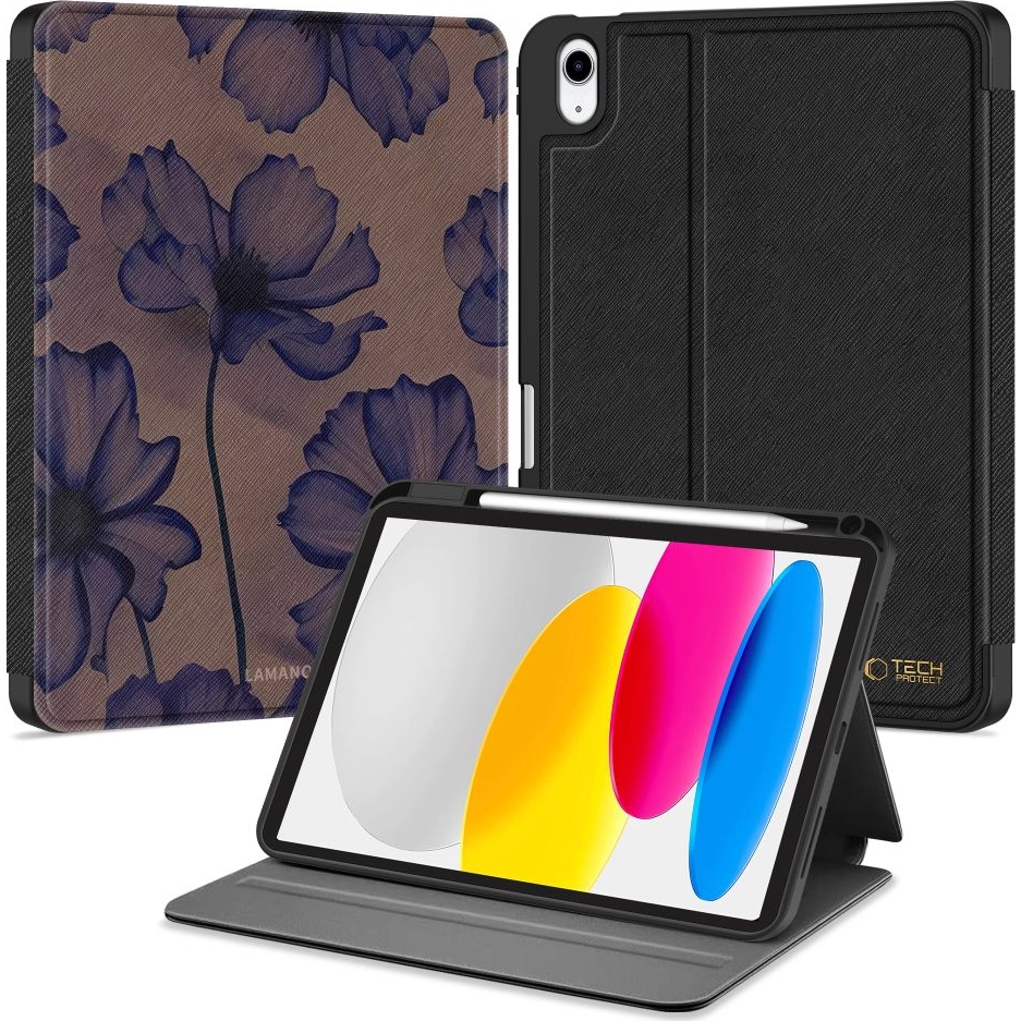 Etui z klapką Tech-Protect Lamano do Apple iPad 11 2025 / 10.9 2022, brązowe wzorzyste.